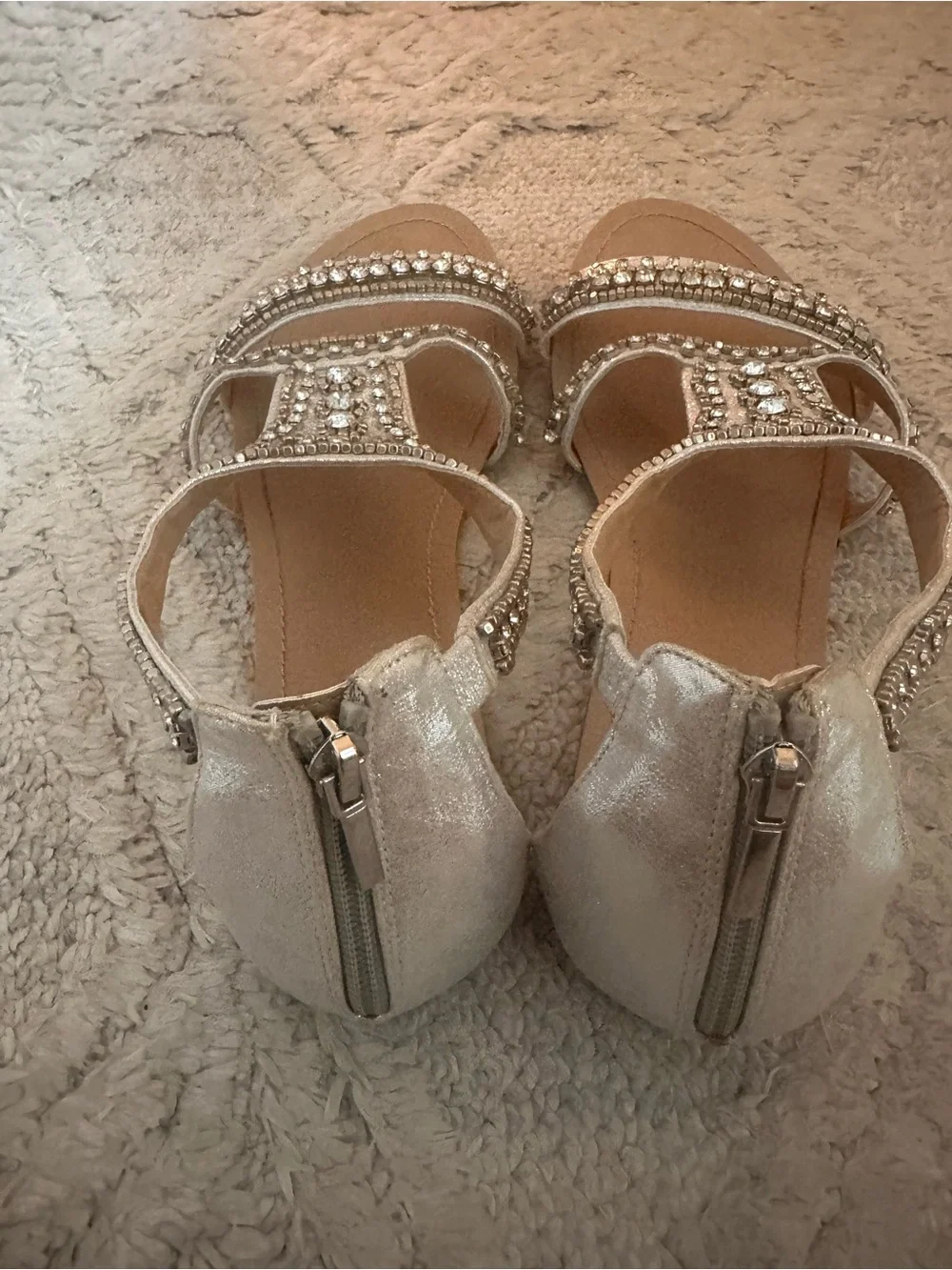 Embellished Silver Gladiator Sandals - Size 11